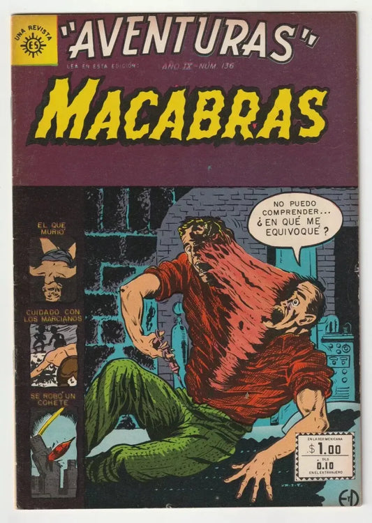 Aventuras Macabras #136 Editora Sol Comic Antiguo de Terror