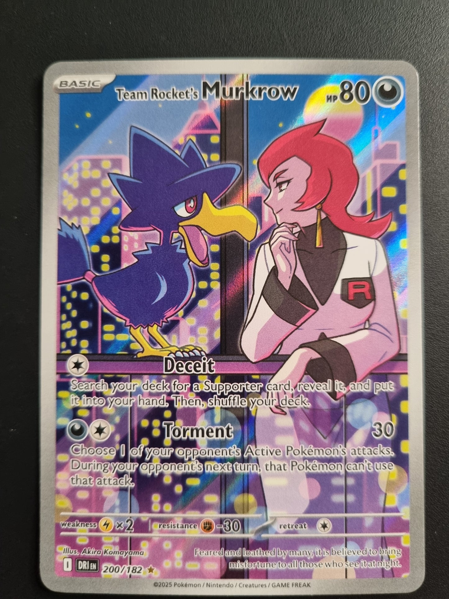Tarjeta Pokemon TCG Destined Rivals Team Rocket´s Murkrow IR 200/182