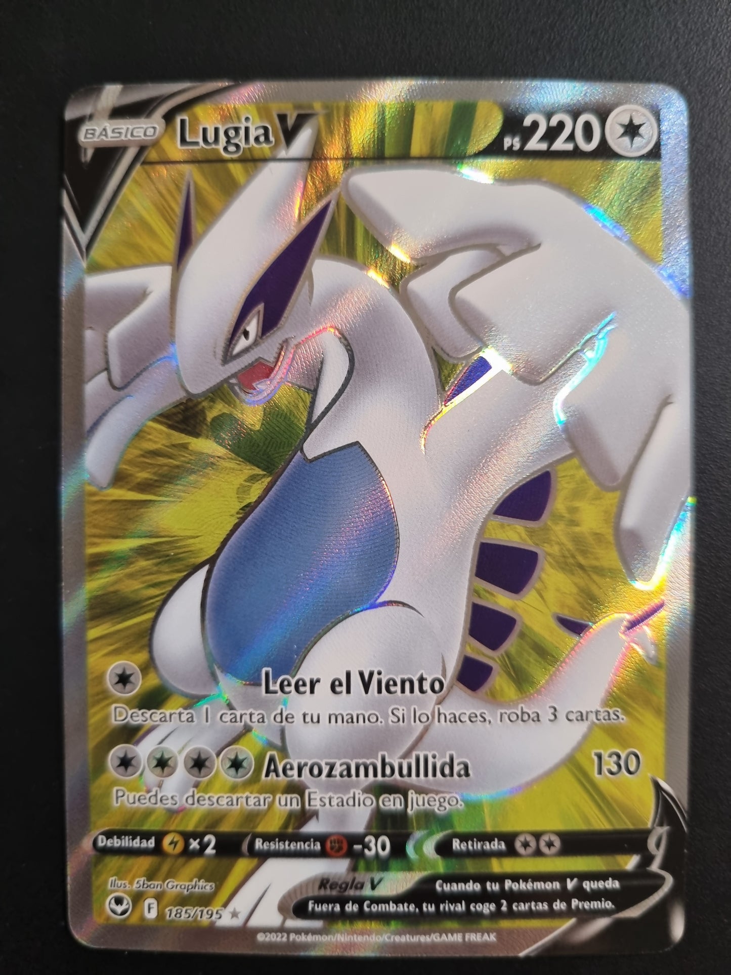 Tarjeta Pokemon TCG Tempestad Plateada Lugia V UR 185/195 ES
