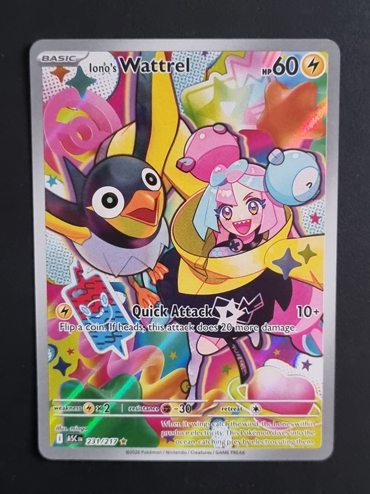 Tarjeta Pokemon TCG Ascended Heroes Iono´s Wattrel IR 231/217