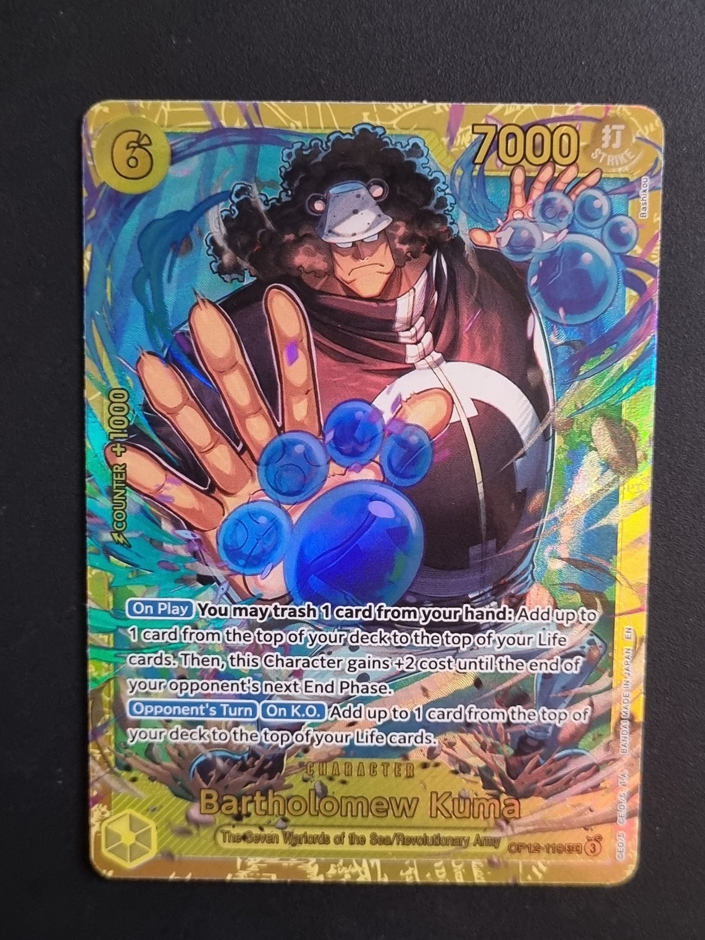 Tarjeta One Piece TCG Bartholomew Kuma SEC OP 12-119