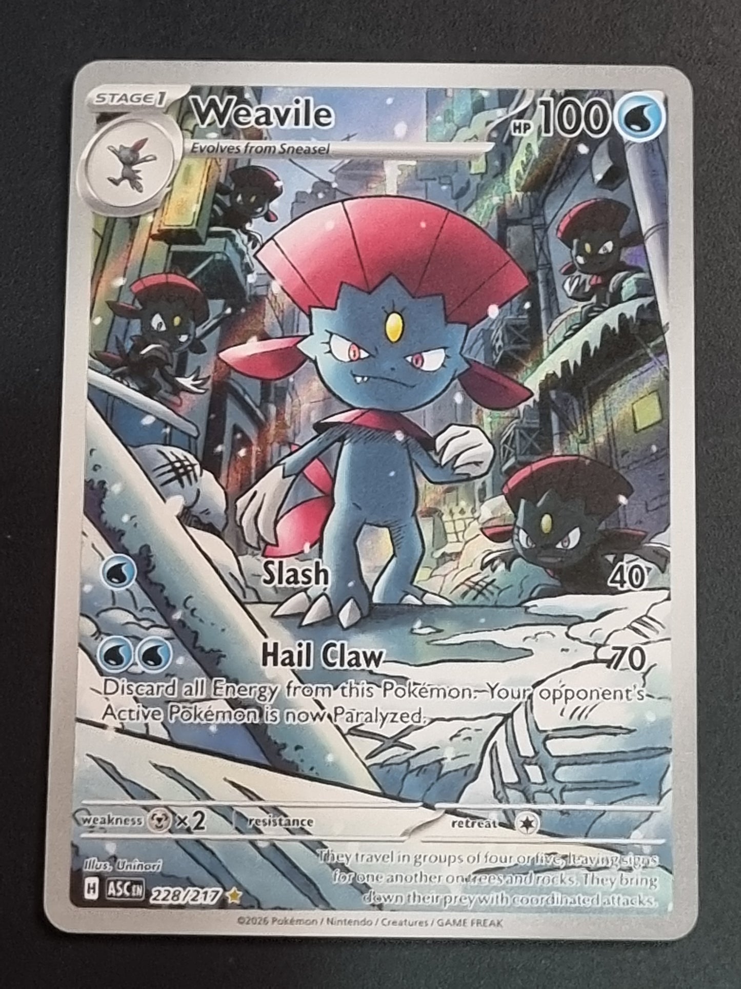 Tarjeta Pokemon TCG Ascended Heroes Weavile 228/217