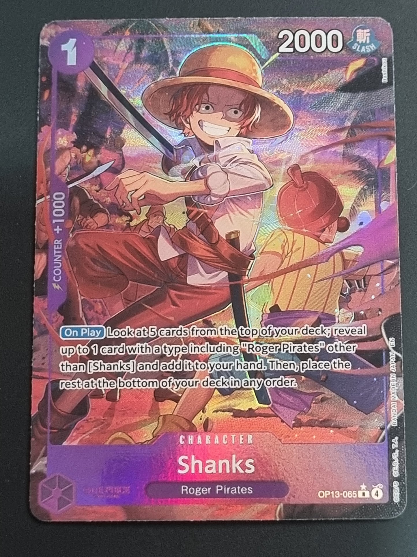 Tarjeta One Piece TCG Shanks Alt Art OP13-065