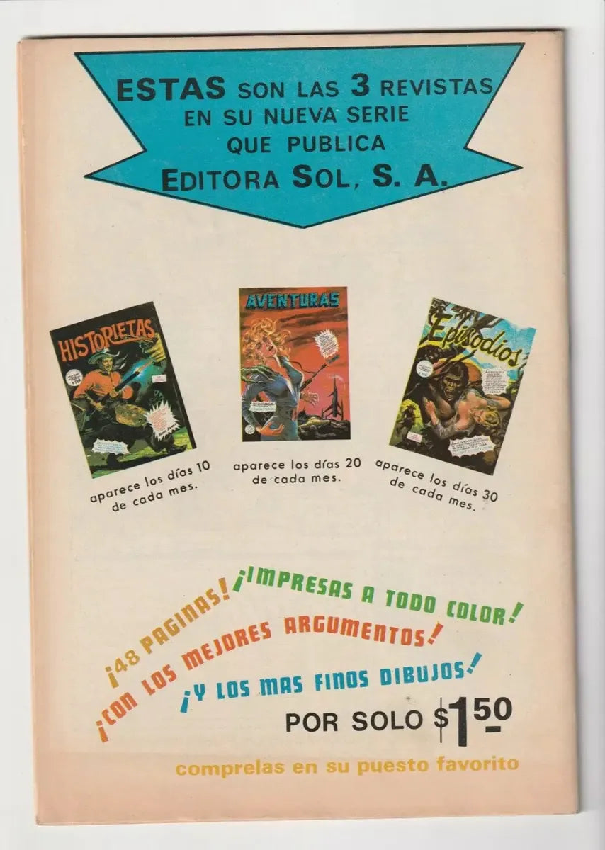 Aventuras #420 Editorial Sol 1971 Cómic Antiguo
