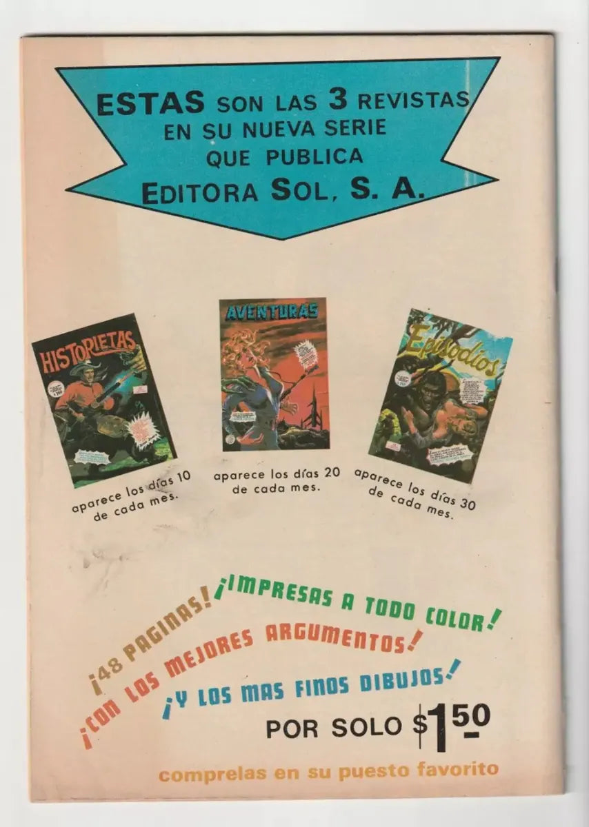 Aventuras #422 Editorial Sol 1972 Cómic Antiguo