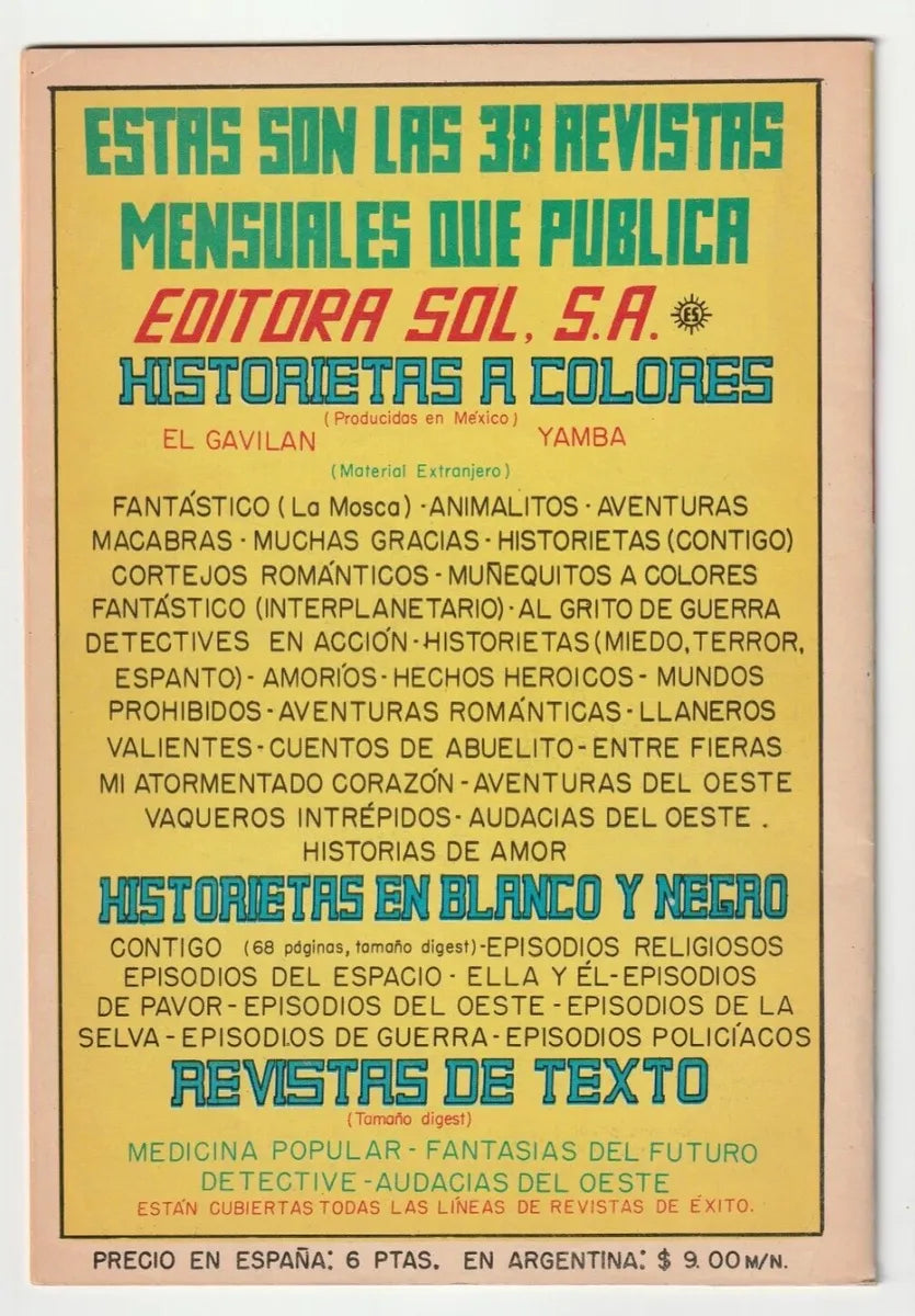 Historietas Hechos Heroicos #585 Editora Sol Cómic Antiguo