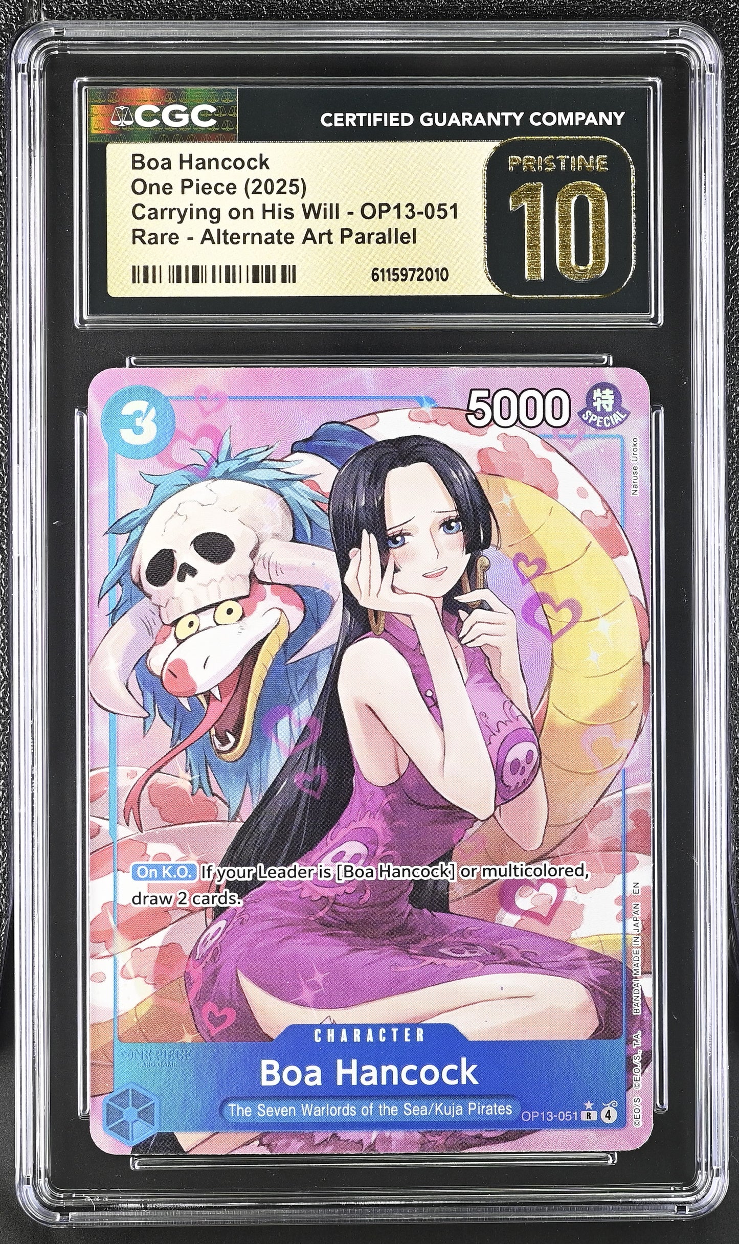 Tarjeta One Piece TCG Carrying on His Will Boa Hancock Alt OP13-051 CGC 10 Pristine