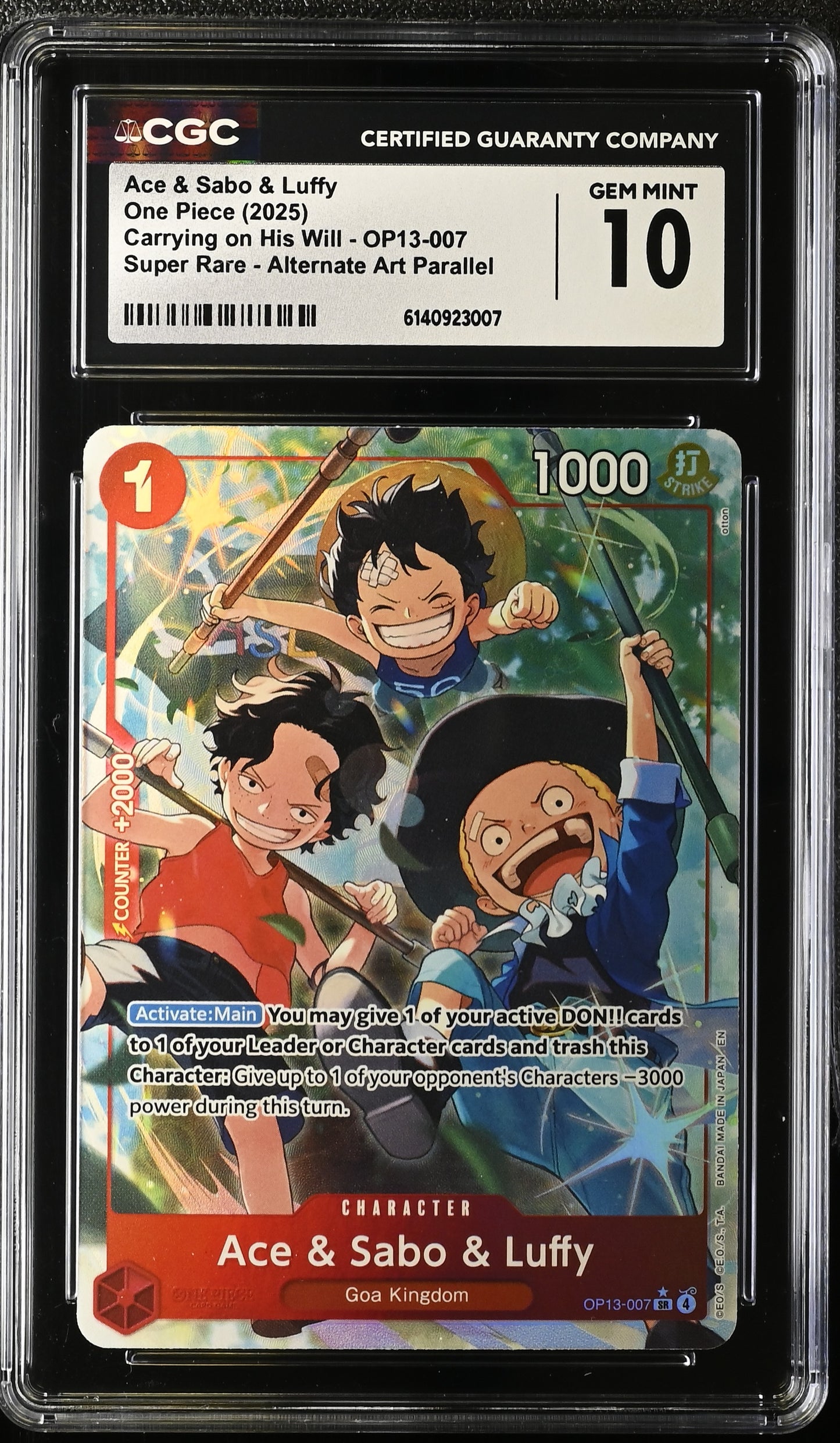 Tarjeta One Piece TCG Ace & Sabo & Luffy Carrying on His Will OP13-007
