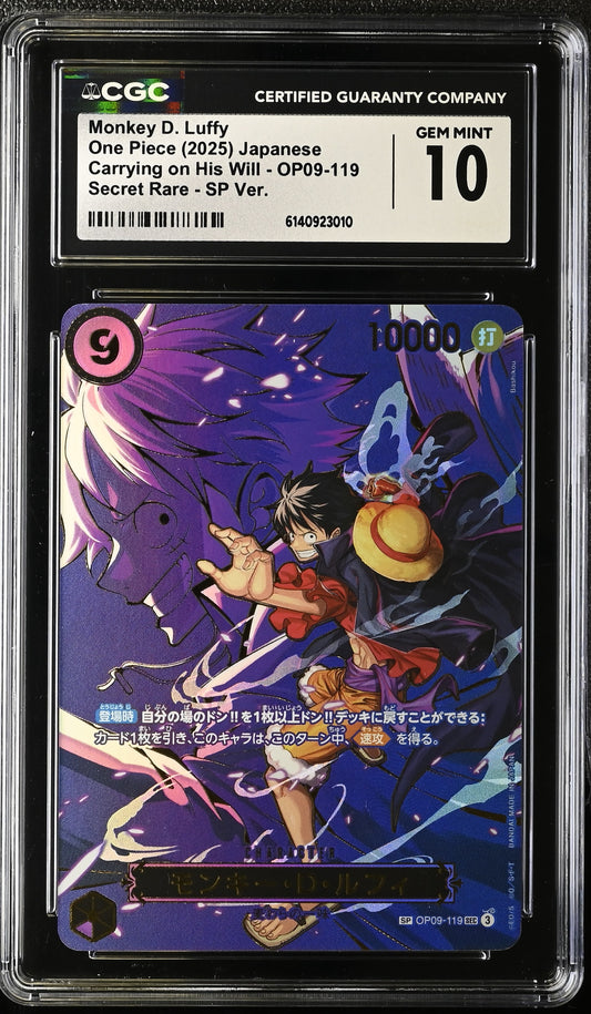 Tarjeta One Piece TCG Monkey D. Luffy SP Carrying on His Will OP09-119 Japonesa
